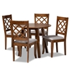 Baxton Studio Adara Modern and Contemporary Grey Fabric Upholstered and Walnut Brown Finished Wood 5-Piece Dining Set